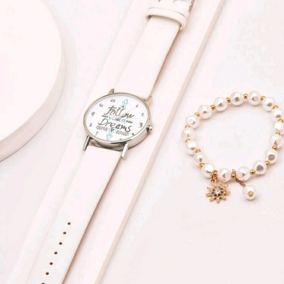 Follow Your Dreams Round Pointer Quartz Watch and Bracelet Set - Picture 3 of 5